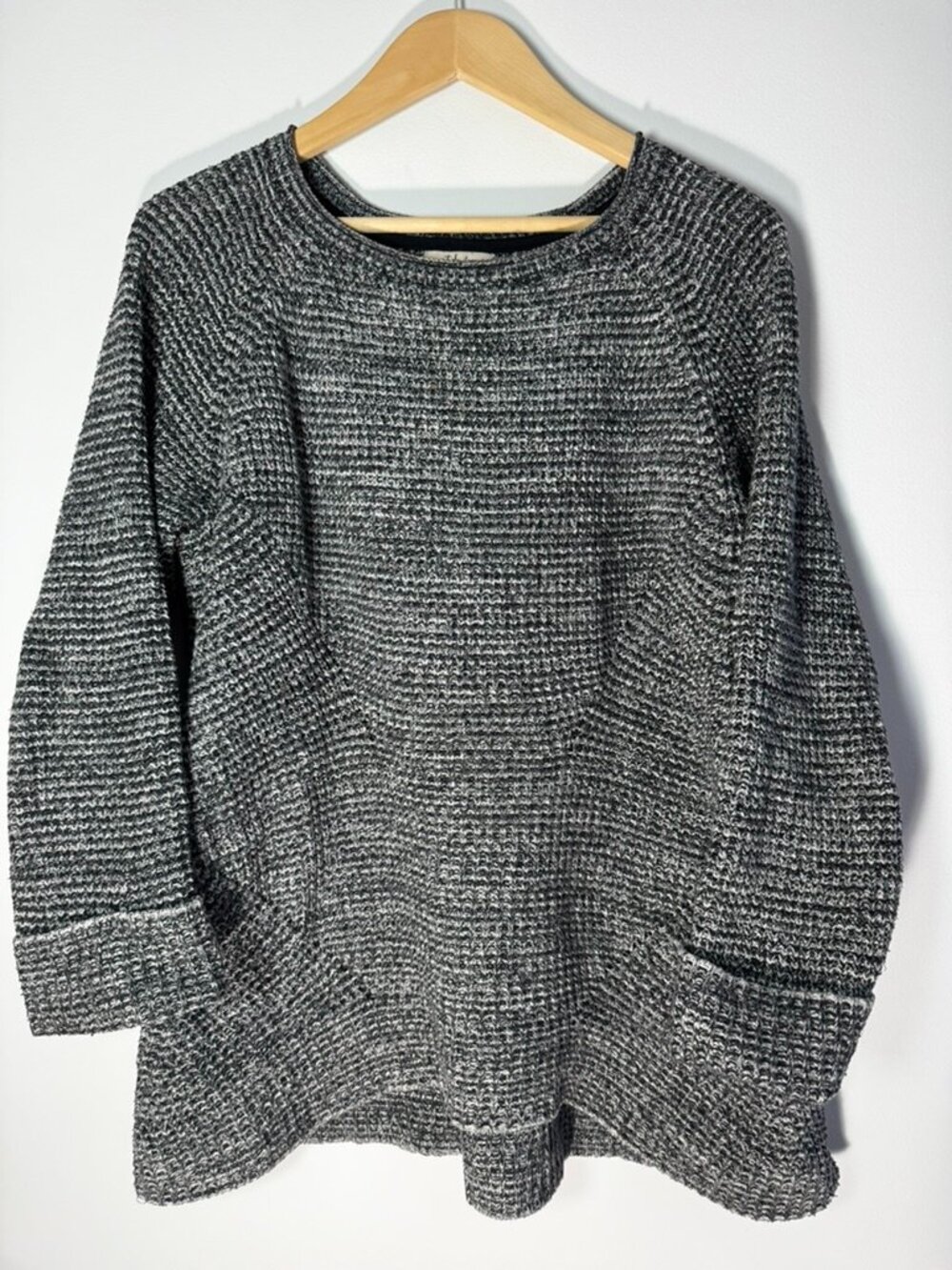 Style and Co Chunky Textured Knit Tunic Sweater Black Gray - 0X